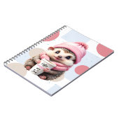 Niedlicher Igel in Pink Hat and Scarf Lieben Kaffe Notizblock (Linke Seite)