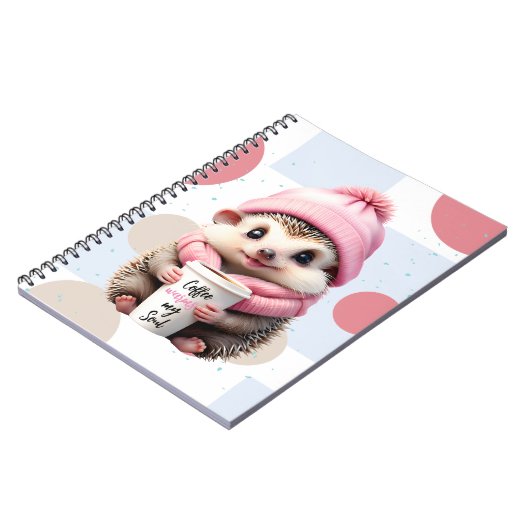Niedlicher Igel in Pink Hat and Scarf Lieben Kaffe Notizblock (Linke Seite)