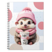 Niedlicher Igel in Pink Hat and Scarf Lieben Kaffe Notizblock (Vorderseite)