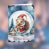 Niedlicher Igel in Santas Hat Snowglobe Weihnachte Karte