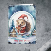 Niedlicher Igel in Santas Hat Snowglobe Weihnachte Karte