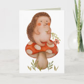 Niedlicher Igel in Wasserfarbe auf einem Pilz Gebu Karte (Vorderseite)