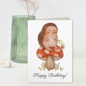 Niedlicher Igel in Wasserfarbe auf einem Pilz Gebu Karte