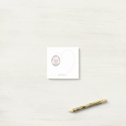 Niedlicher Igel Individuelle Name Herzbeschreibung Post-it Klebezettel (Auf Schreibtisch)