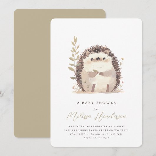 Niedlicher Igel Kinderdusche Einladung (Vorne/Hinten)