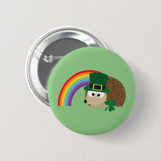Niedlicher Igel Leprechaun Button (Vorne & Hinten)