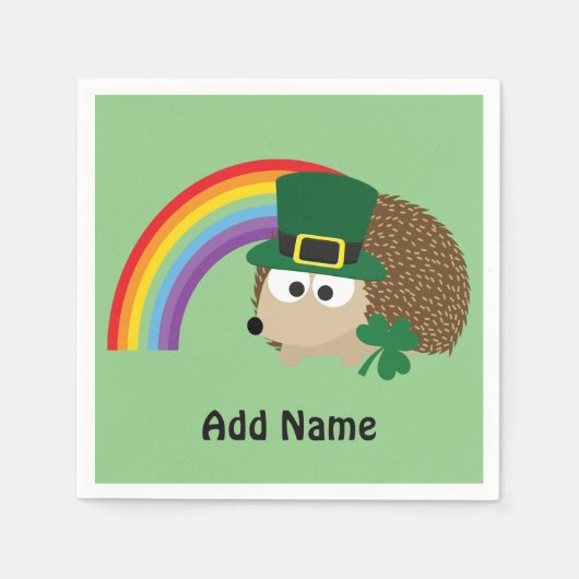 Niedlicher Igel Leprechaun Serviette (Vorderseite)