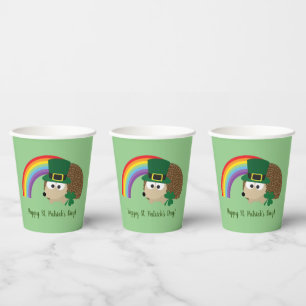 Niedlicher Igel Leprechaun St. Patrick's Day Pappbecher