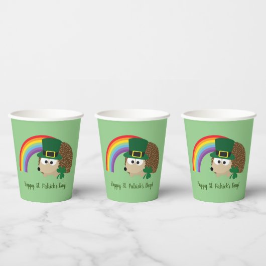 Niedlicher Igel Leprechaun St. Patrick's Day Pappbecher (Multi)