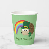 Niedlicher Igel Leprechaun St. Patrick's Day Pappbecher (Vorderseite)