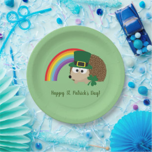 Niedlicher Igel Leprechaun St. Patrick's Day Pappteller