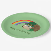 Niedlicher Igel Leprechaun St. Patrick's Day Pappteller (Schrägansicht)