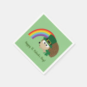 Niedlicher Igel Leprechaun St. Patrick's Day Serviette (Ecke)