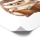 Niedlicher Igel Lesen von Plakatwerbung Poster (Ecke)