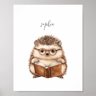 Niedlicher Igel Lesen von Plakatwerbung Poster