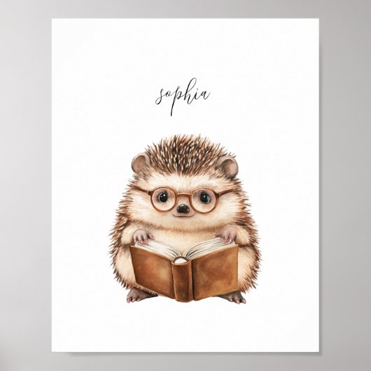 Niedlicher Igel Lesen von Plakatwerbung Poster (Vorne)