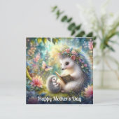 Niedlicher Igel Mama Baby Bedtime Story Mother Day Karte (Stehend Vorderseite)