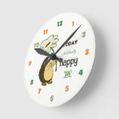 Niedlicher Igel mit Blume Runde Wanduhr (Winkel)