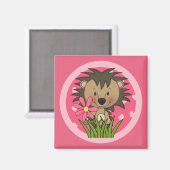Niedlicher Igel mit Blume und Herz Magnet (Vorderseite/Rückseite)