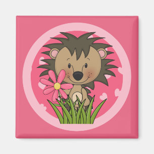 Niedlicher Igel mit Blume und Herz Magnet