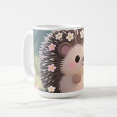 Niedlicher Igel mit Blumen Kawaii Wald Kaffeetasse (Vorderseite Links)