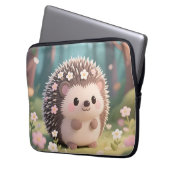 Niedlicher Igel mit Blumen Kawaii Wald Laptopschutzhülle (Vorderseite Links)