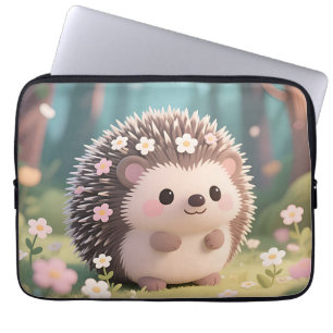 Niedlicher Igel mit Blumen Kawaii Wald Laptopschutzhülle