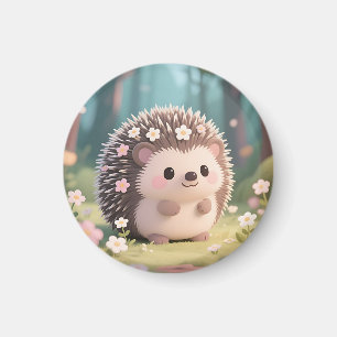 Niedlicher Igel mit Blumen Kawaii Wald Magnet