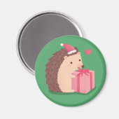 Niedlicher Igel mit Christmas Hat Cartoon Magnet (Vorderseite/Rückseite)