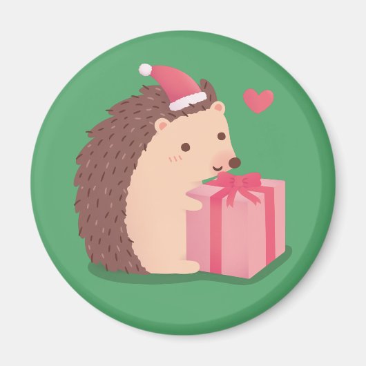 Niedlicher Igel mit Christmas Hat Cartoon Magnet (Vorne)
