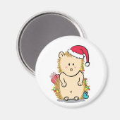 Niedlicher Igel mit Christmas Hat Cartoon Magnet (Vorderseite/Rückseite)