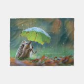 Niedlicher Igel mit einem Blattschirm Fleecedecke (Vorderseite (Horizontal))