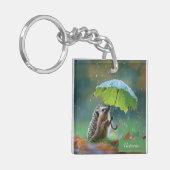 Niedlicher Igel mit einem Blattschirm Schlüsselanhänger (Vorderseite links)