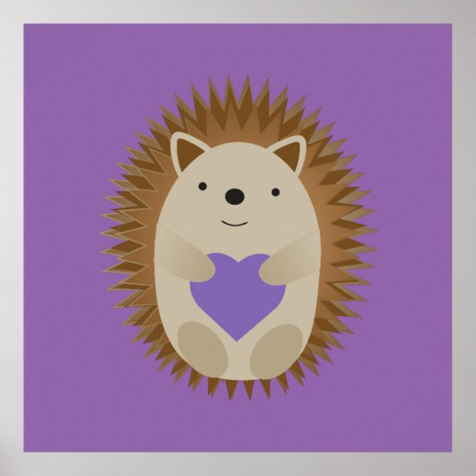 Niedlicher Igel mit einem Lila Herz Poster (Vorne)