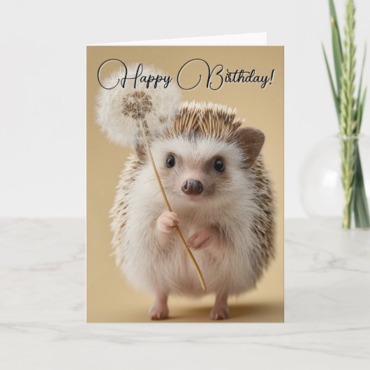 Niedlicher Igel mit einem Löwenzahn Karte (Vorderseite)