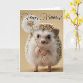Niedlicher Igel mit einem Löwenzahn Karte (Gelbe Blume)