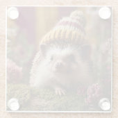 Niedlicher Igel mit einem Strick gestreift Winterh Glasuntersetzer (Rückseite)