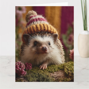 Niedlicher Igel mit einem Strick gestreift Winterh Karte