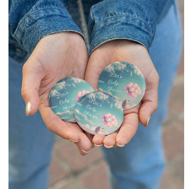 Niedlicher Igel mit Geburtstagsballons, anpassbar Button