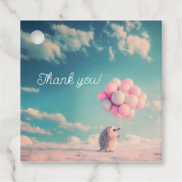 Niedlicher Igel mit Geburtstagsballons, anpassbar Geschenkanhänger