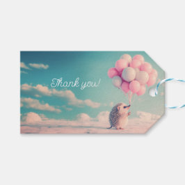 Niedlicher Igel mit Geburtstagsballons, anpassbar Geschenkanhänger