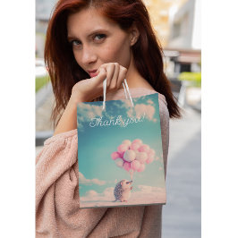 Niedlicher Igel mit Geburtstagsballons, anpassbar Mittlere Geschenktüte