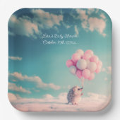 Niedlicher Igel mit Geburtstagsballons, anpassbar Pappteller (Vorderseite)