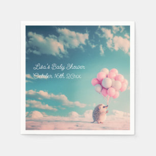 Niedlicher Igel mit Geburtstagsballons, anpassbar Serviette
