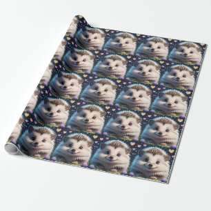 Niedlicher Igel mit großen blauen Augen Geschenkpapier