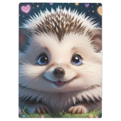 Niedlicher Igel mit großen blauen Augen Klemmbrett (Rückseite)