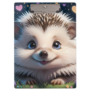 Niedlicher Igel mit großen blauen Augen Klemmbrett