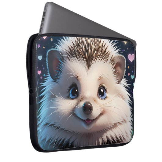 Niedlicher Igel mit großen blauen Augen Laptopschutzhülle (Vorne Rechts)