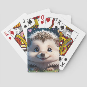 Niedlicher Igel mit großen blauen Augen Spielkarten