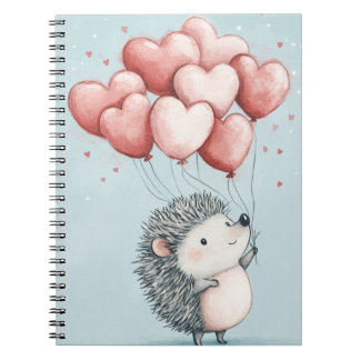 Niedlicher Igel mit Heart Spiral Foto Notebook Notizblock